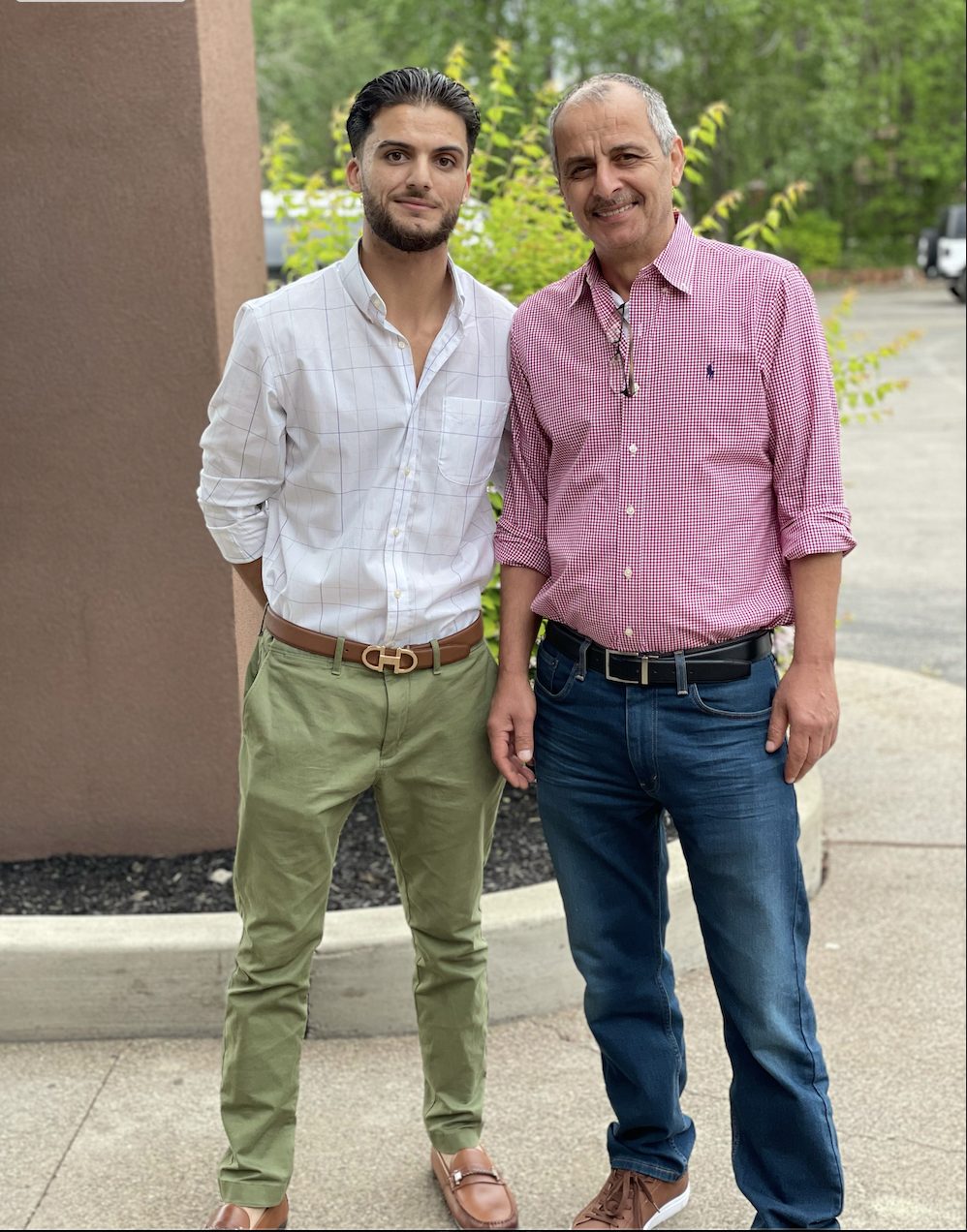 Two generations of the M&J Bakery family outside the bakery
